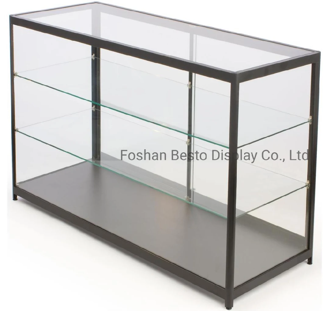 1800mm Width Retail Glass Display Case with LED Side Lights, Sliding Door for Retail Store Display in Black, White, Silver