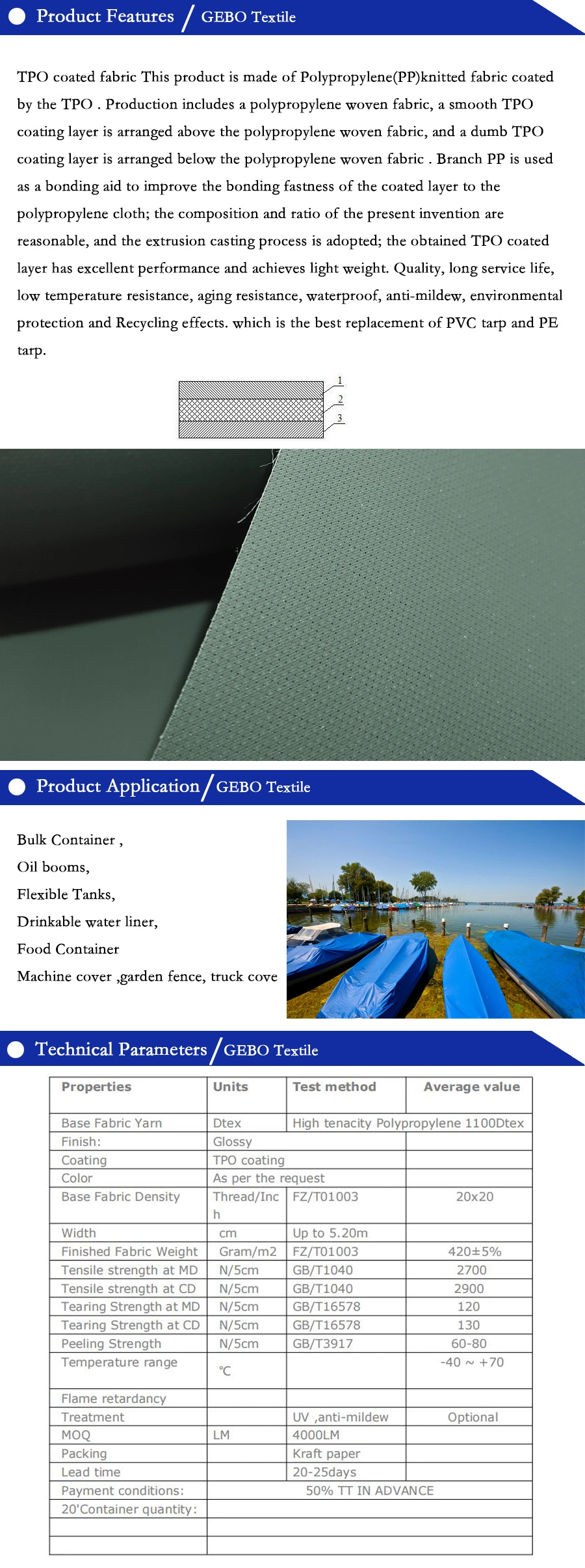High Quality Awnings Non-PVC Truck Cover Tarpaulin Recycle Tarp