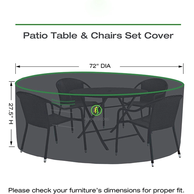 Outdoor Waterproof UV Resistant Anti-Fading Medium Small Round Table Chairs Dining Set Patio Furniture Cover